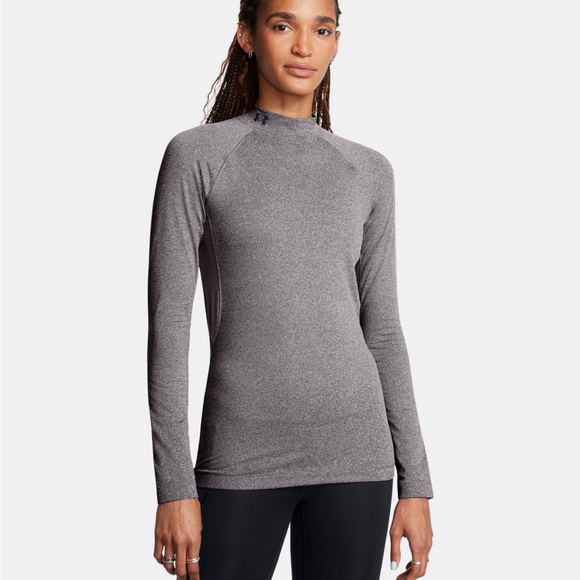 Under Armor ColdGear Authentics Mock Neck Size Small Green & Black Top/Baselayer - Picture 12 of 12